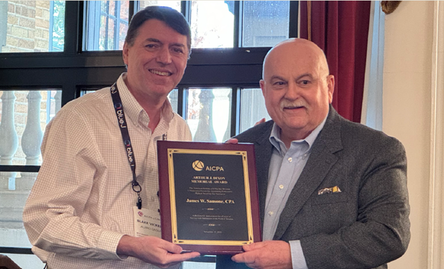 dixon-award-640x388 Photo of James W. Sansone receiving the Dixon award from Blake Vickers.